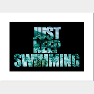 just keep swimming text mask finding nemo Posters and Art